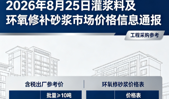 蓬溪2026年8月25日灌浆料及环氧修补砂浆市场价格信息通报